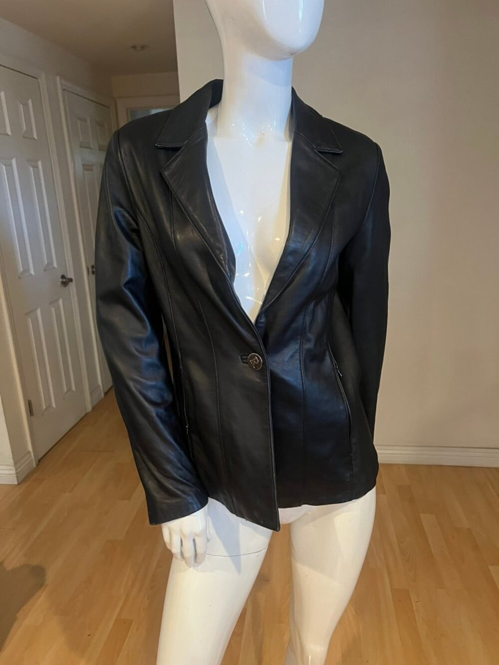 90'S RAMPAGE LEATHER Y2K BLAZER JACKET SIZE M MEDIUM BLACK